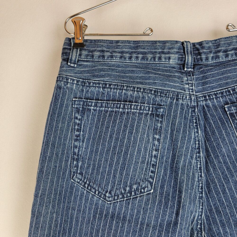 Lauren Jeans Co. Womens Size 10 Blue Striped Wide Legged Jeans Y2K - Picture 7 of 9